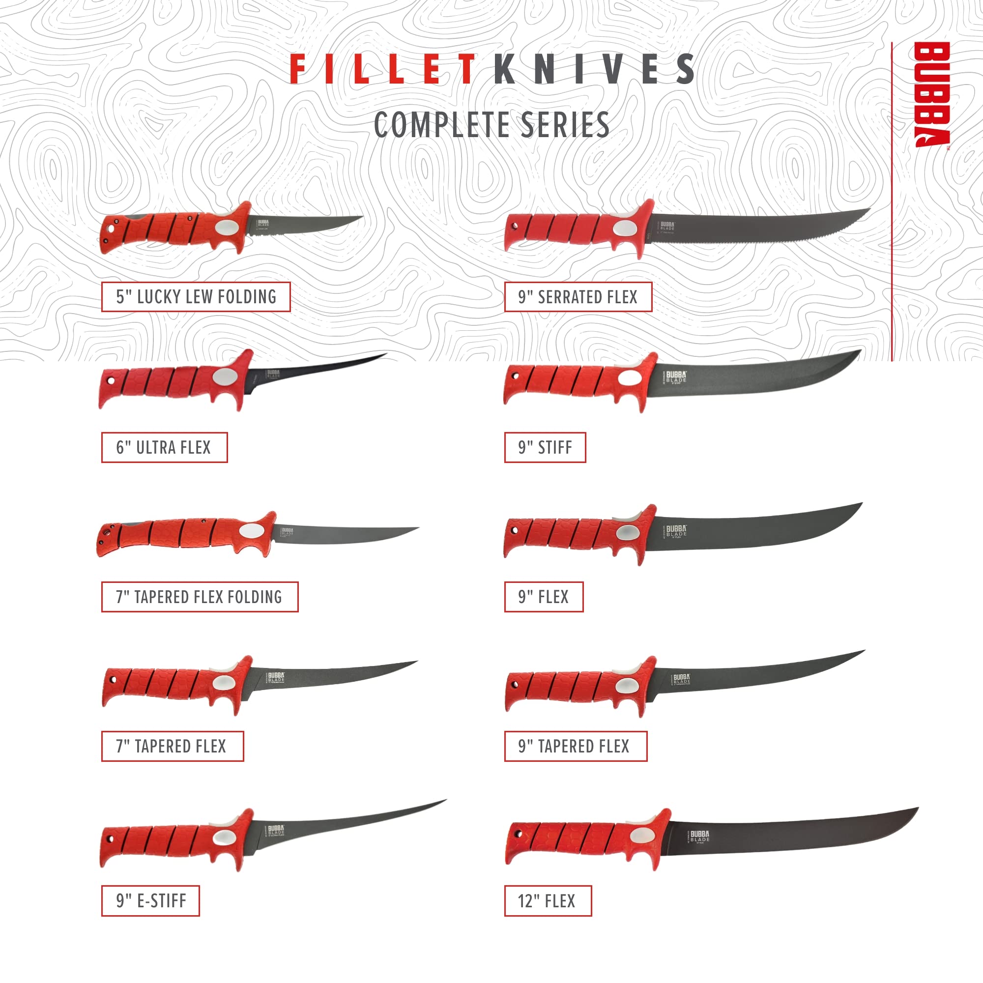 BUBBA 7" Tapered Flex Folding Knife with Non-Slip Grip Handle, Offset Full Tang Stainless Steel Blade, Lanyard Hole and Synthetic Sheath for Fishing - Image 8