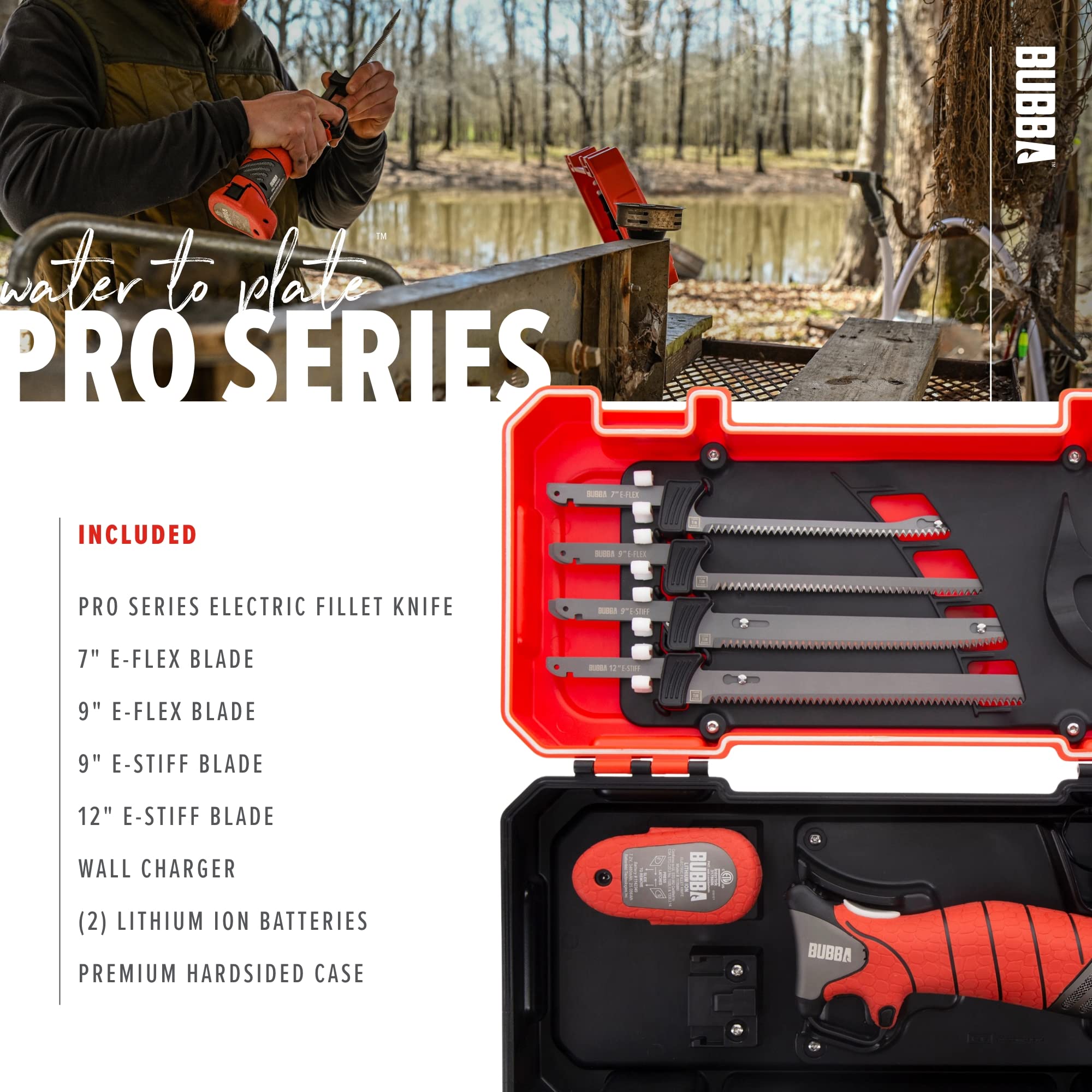 Bubba Pro Series Lithium-Ion Electric Fillet Knife with Non-Slip Grip Handle, 4 Ti-Nitride S.S. Coated Non-Stick Reciprocating Blades, Charger and Case for Fishing - Image 6